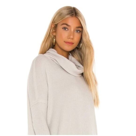 Free People Juicy Stone Cold Cowl neck split back long NWT Size M - Picture 1 of 5